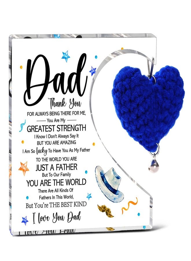 Littlefa Dad Birthday Gifts From Daughter in Law,Thank You Gifts for Dad Christmas Fathers Day,Blue Heart Acrylic Decorative Sign Plaque Keepsake - Image 1